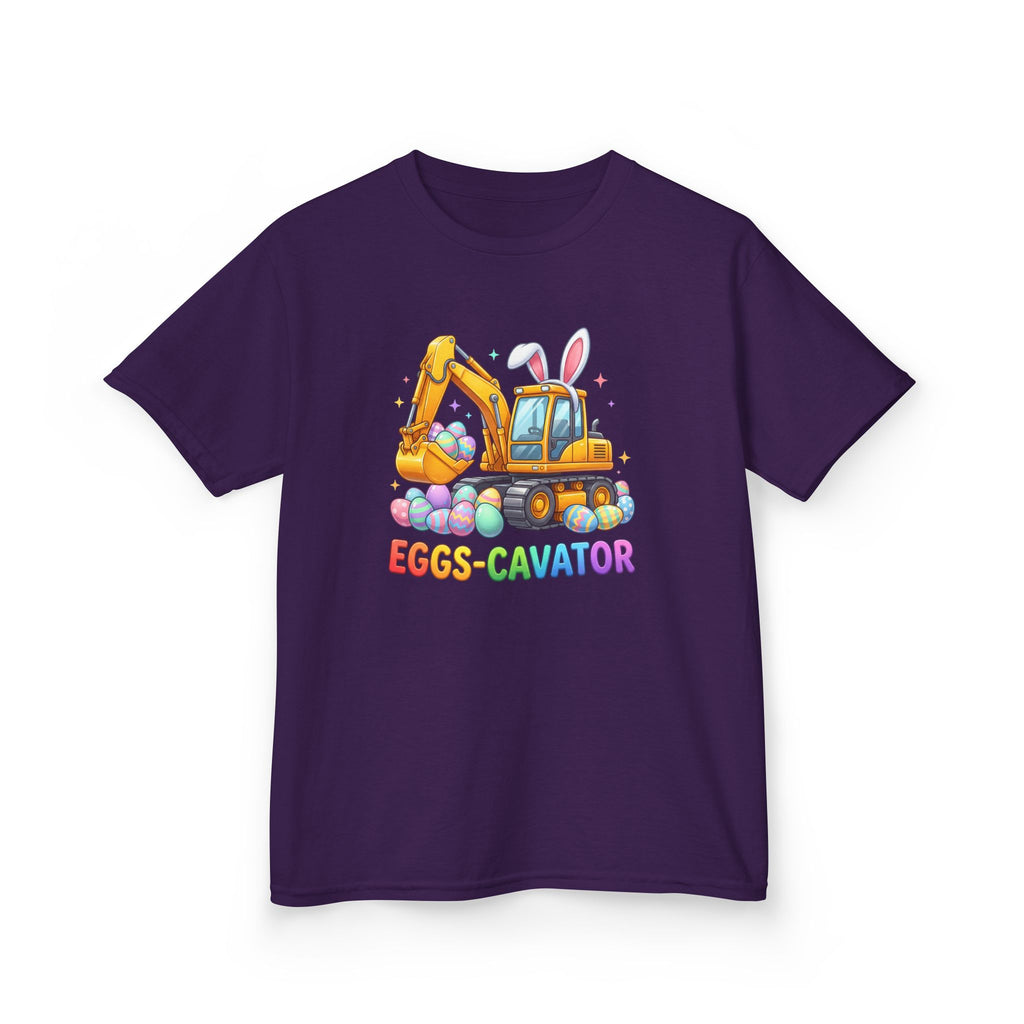 Kids Tee — "Eggs-cavator" Easter Excavator Graphic