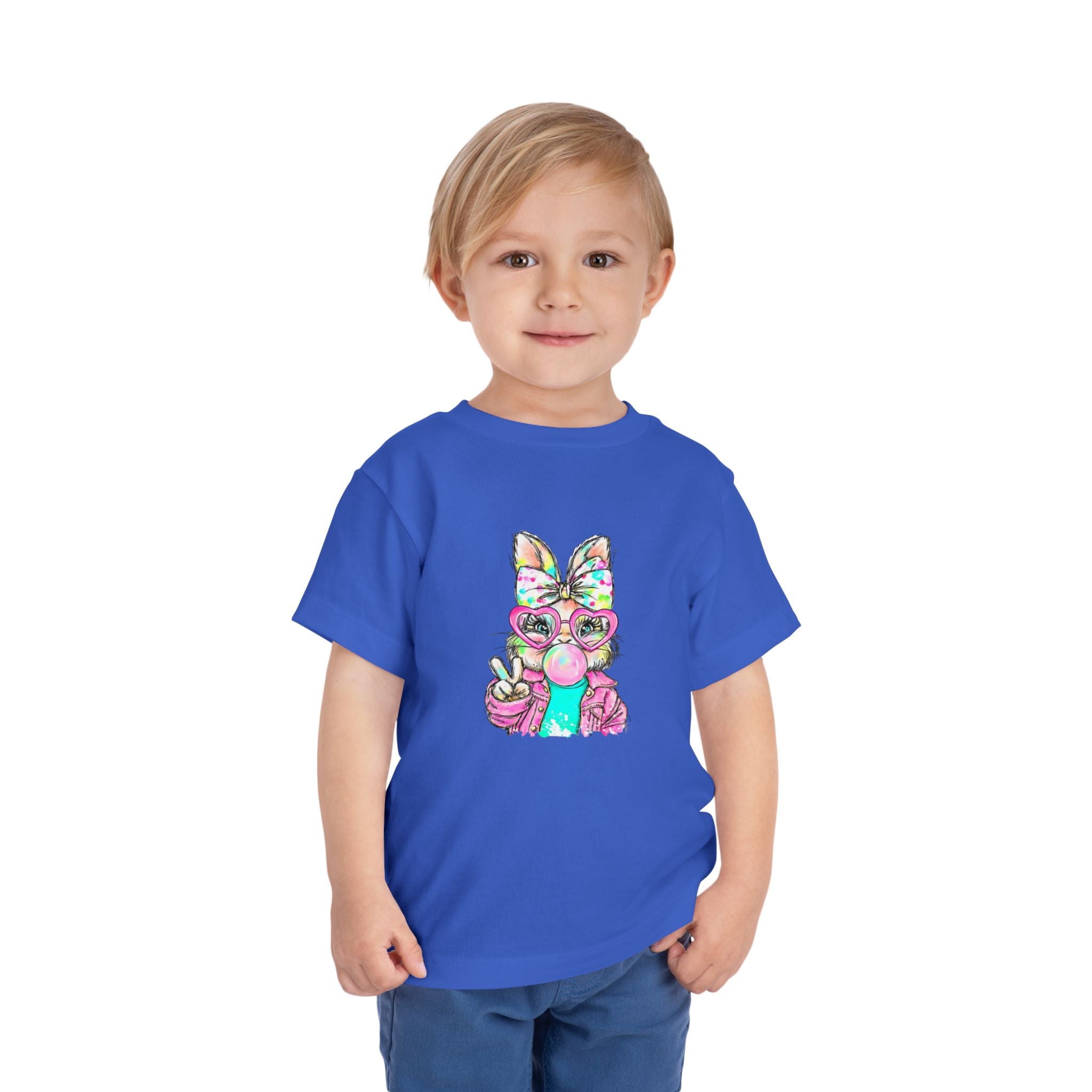 Toddler Tee — Colorful Bunny Bubble Gum Graphic