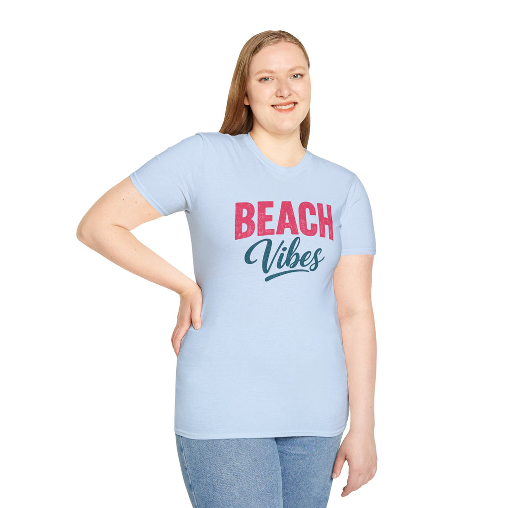 Beach Vibes T-Shirt — Casual Summer Tee with Retro Script