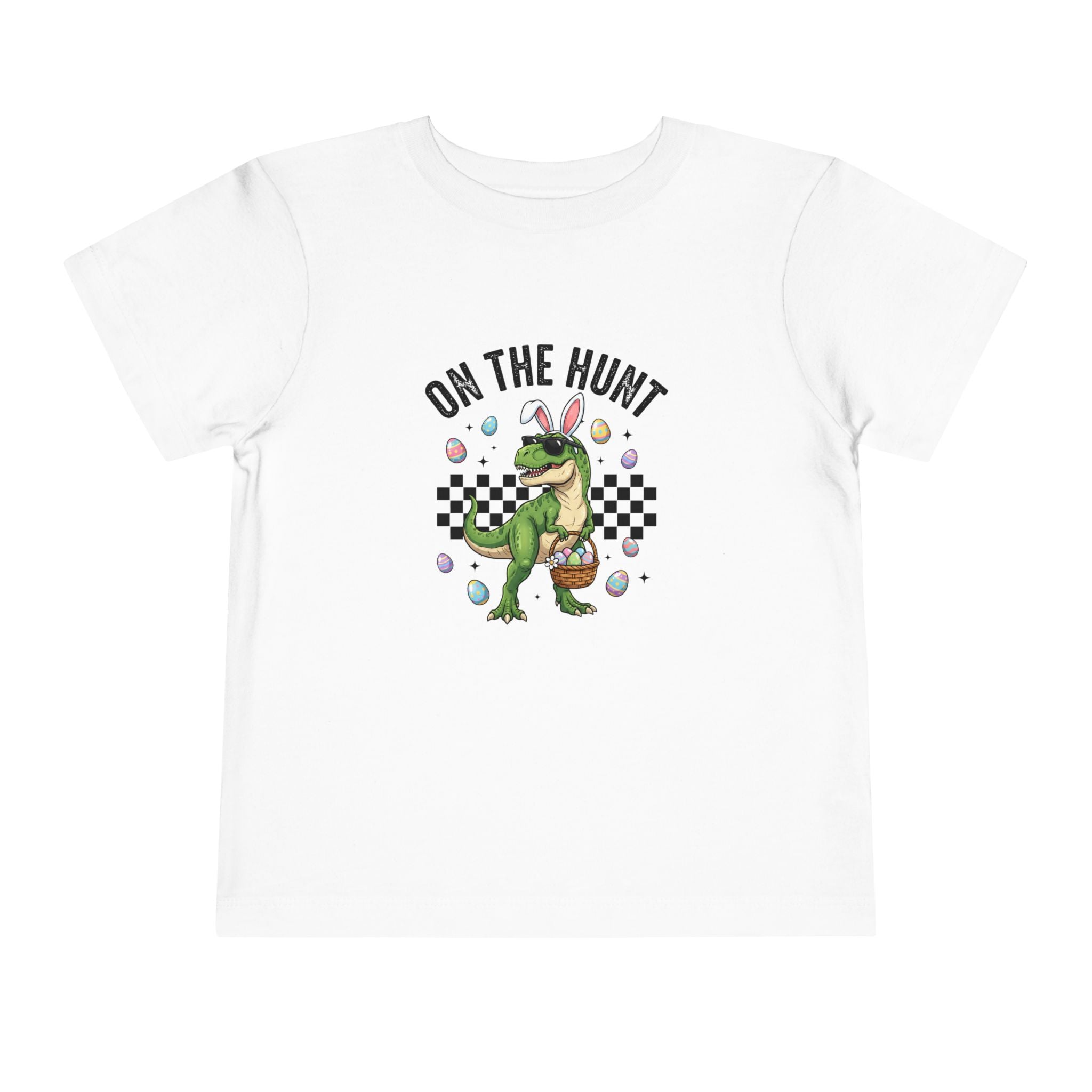 Toddler Tee — "On The Hunt" Dinosaur Easter Egg Hunt Shirt