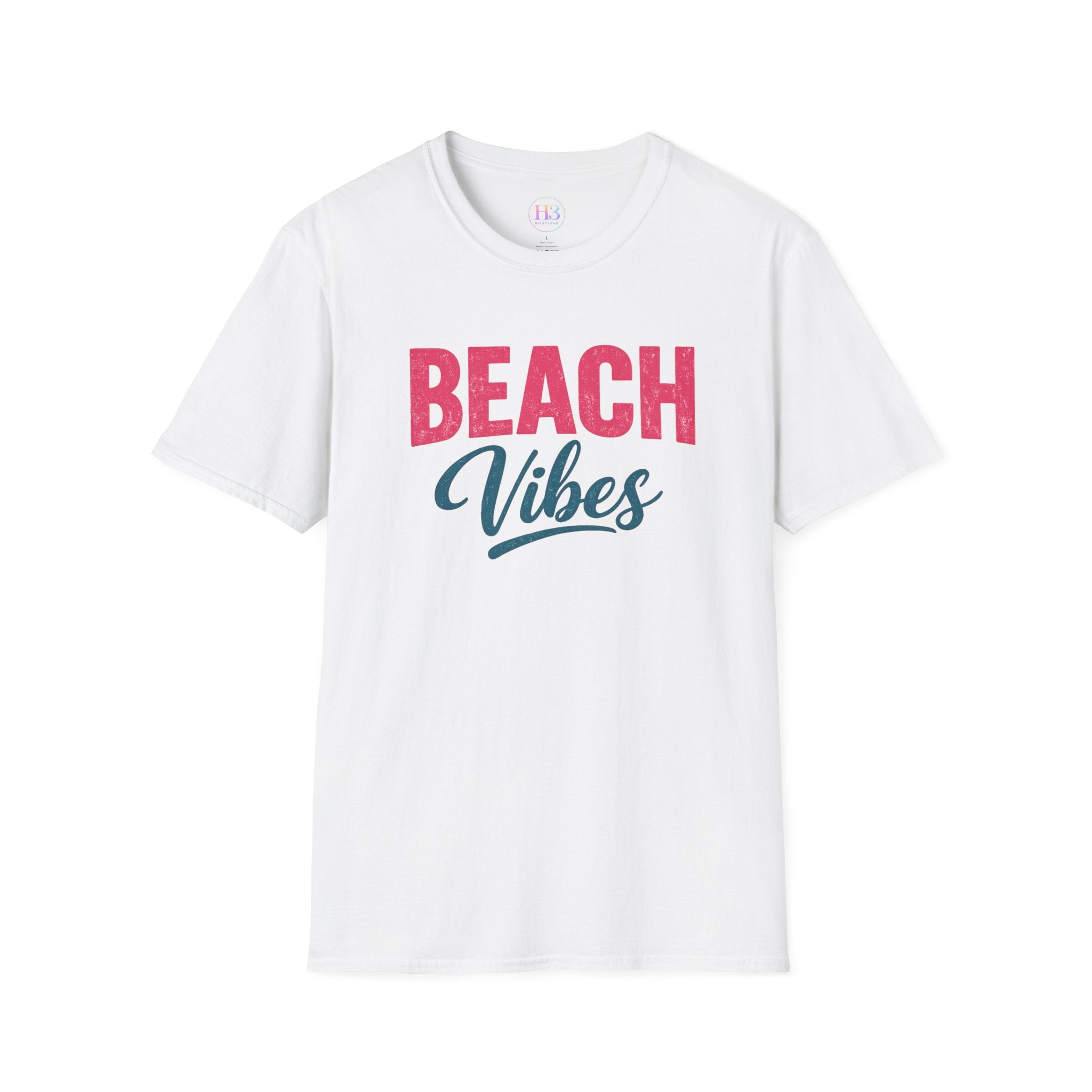 Beach Vibes T-Shirt — Casual Summer Tee with Retro Script