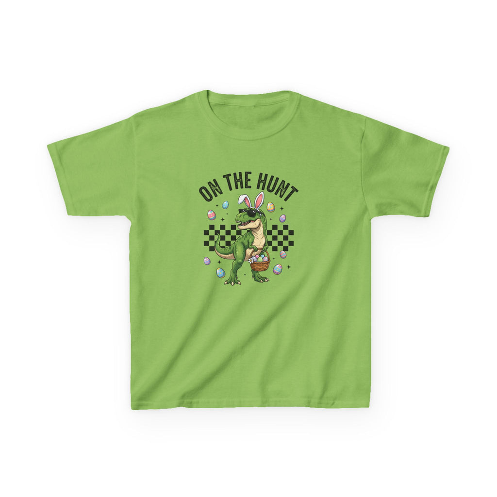 Kids T-Shirt - 'On The Hunt' Easter Dinosaur Egg Hunt Graphic Tee