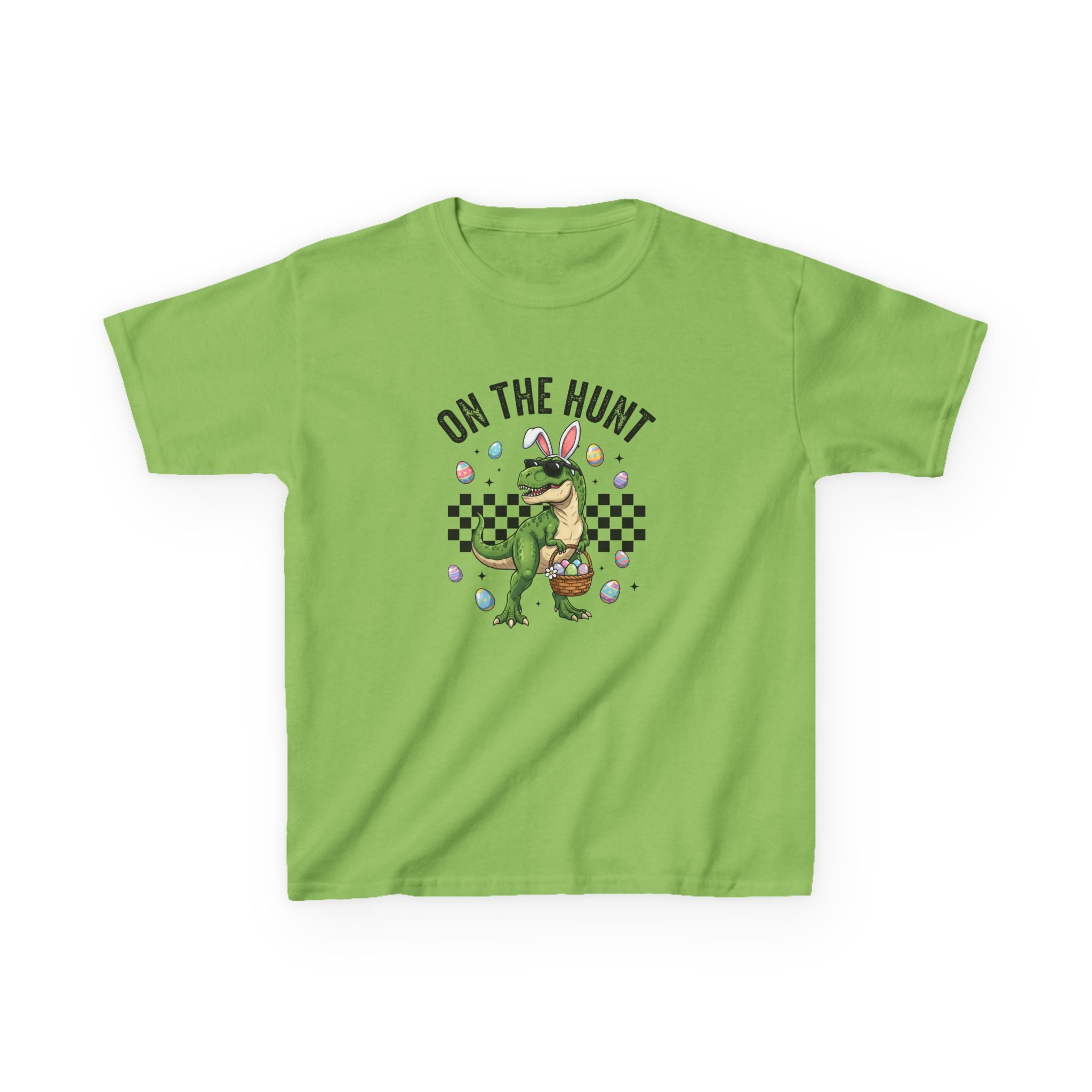 Kids T-Shirt - 'On The Hunt' Easter Dinosaur Egg Hunt Graphic Tee