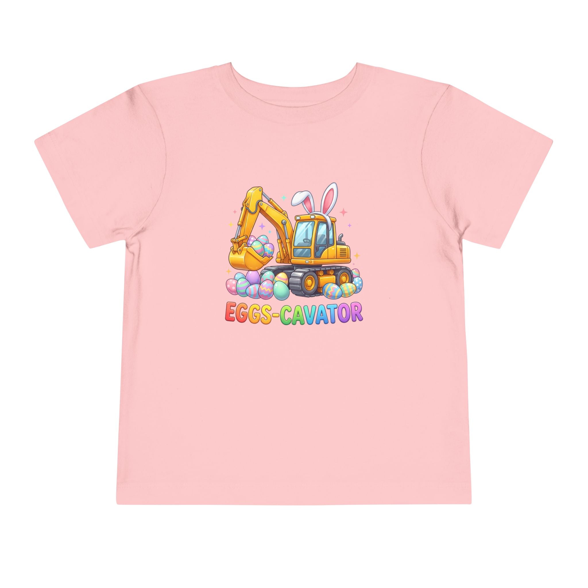 Toddler Tee — 'Eggs-cavator' Bunny Excavator Easter Shirt