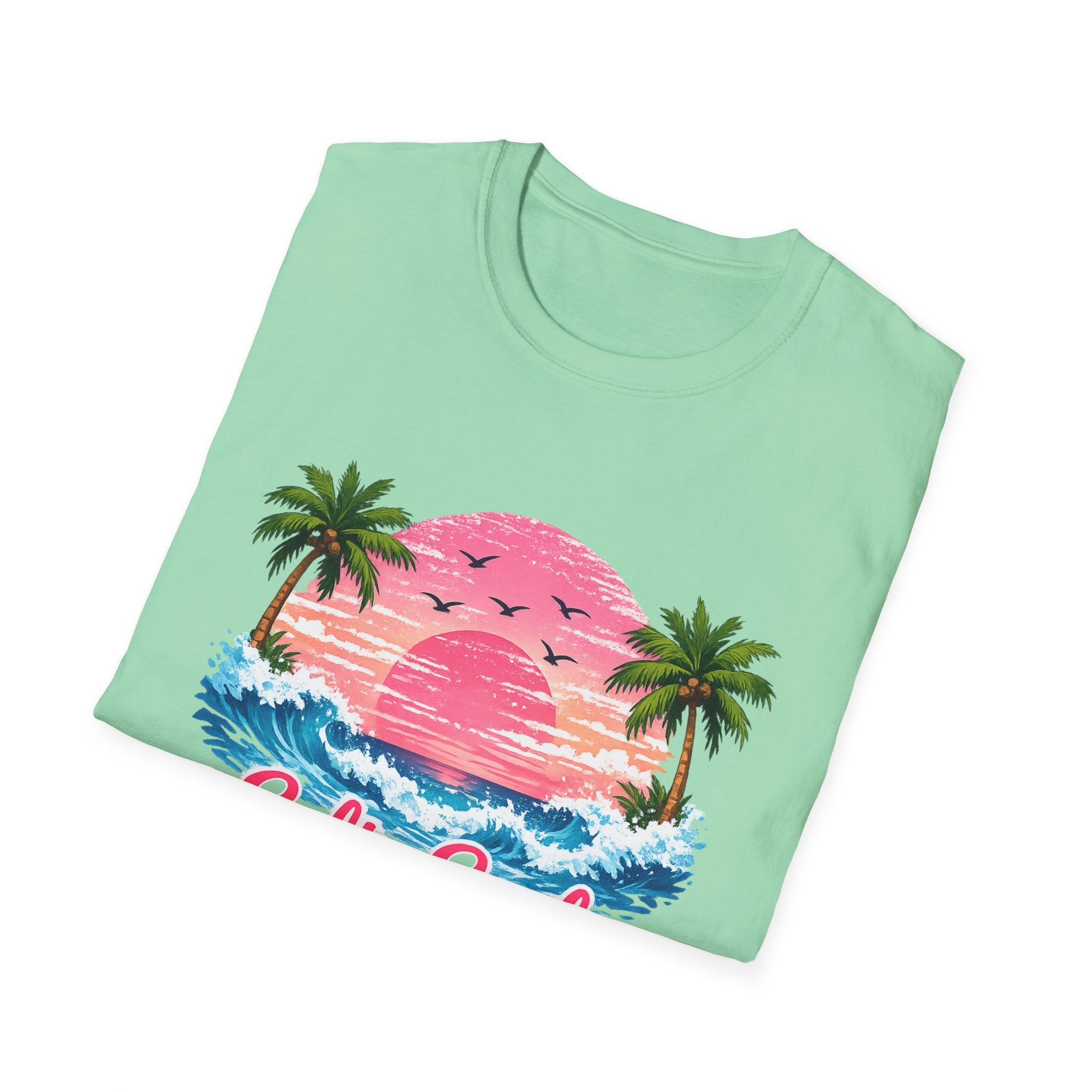 Salty Soul Tropical Sunset T-Shirt — Beach Palm Trees Retro Surf Tee