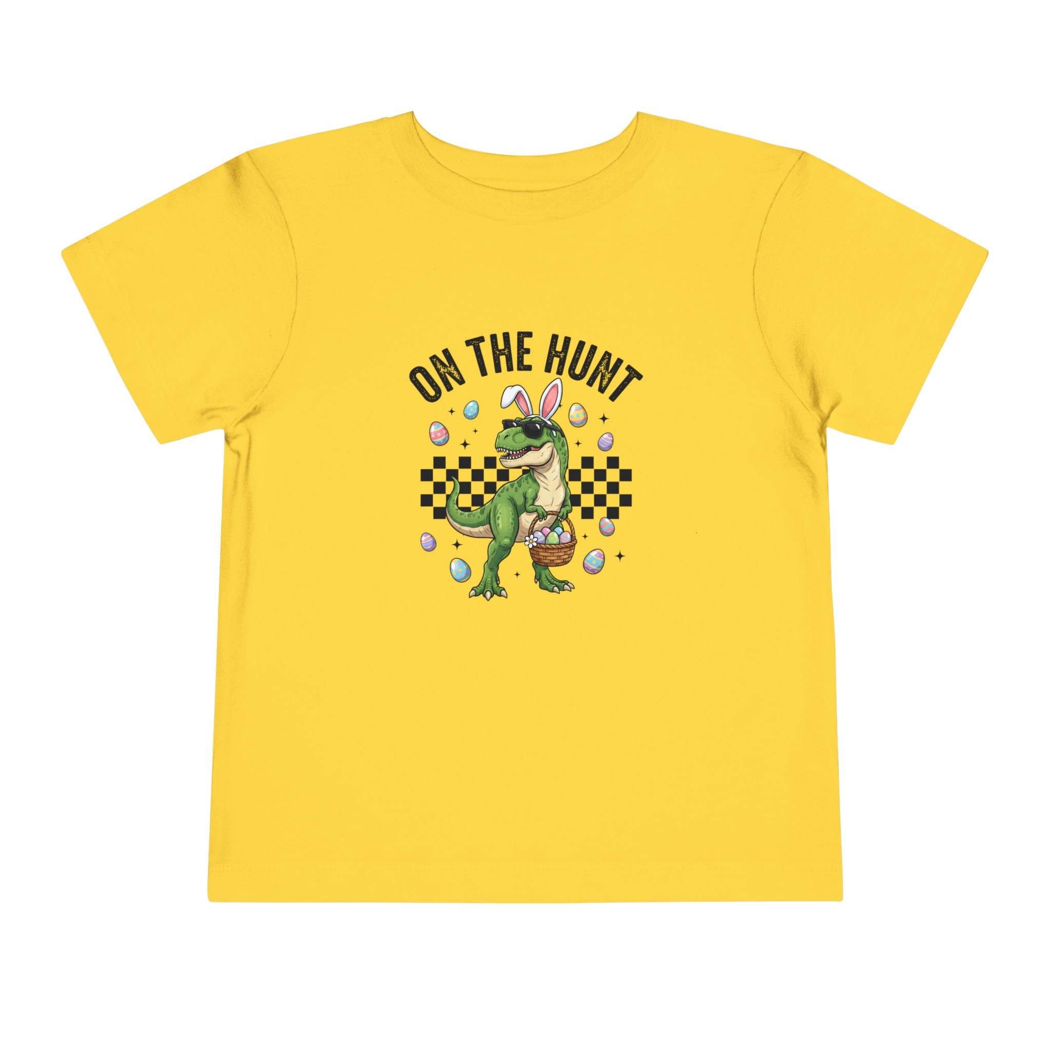 Toddler Tee — "On The Hunt" Dinosaur Easter Egg Hunt Shirt