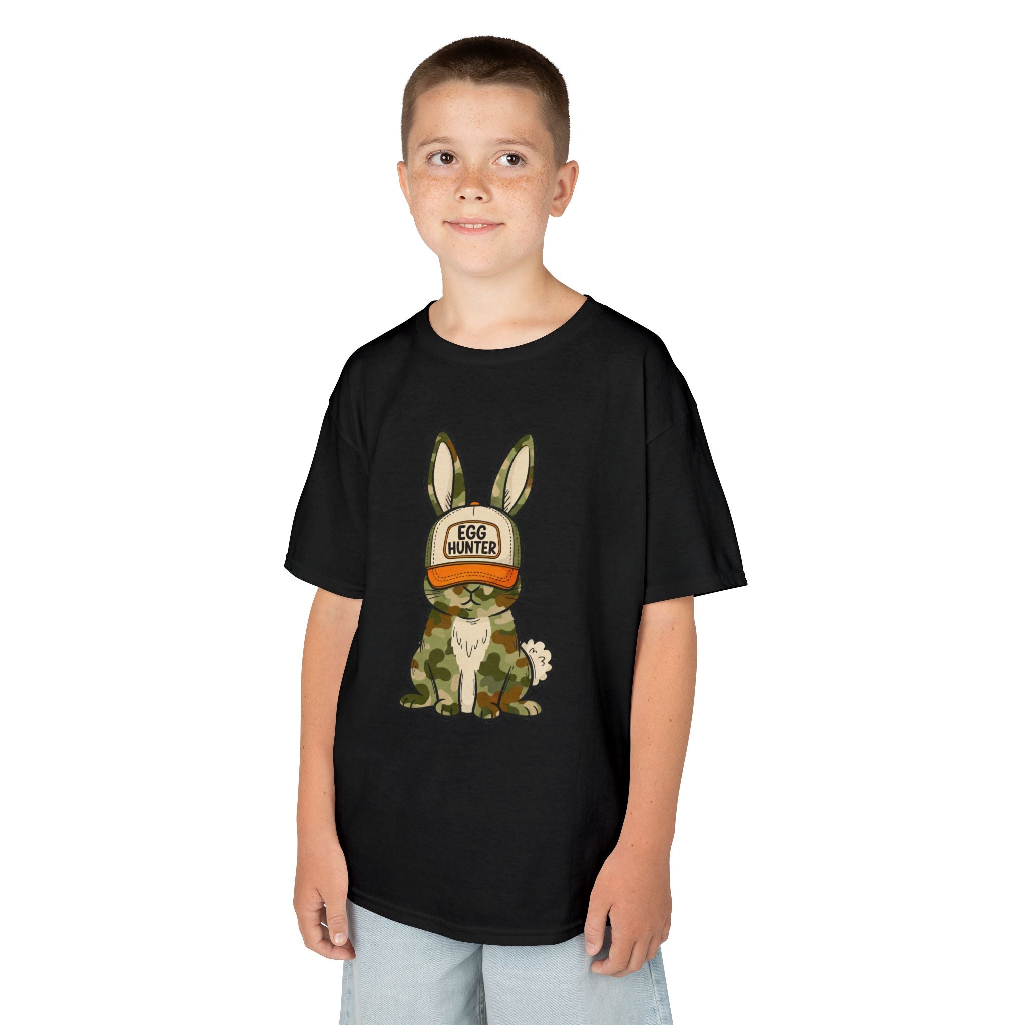 Kids Tee — Cute Bunny 'Egg Hunter' Graphic Shirt for Easter