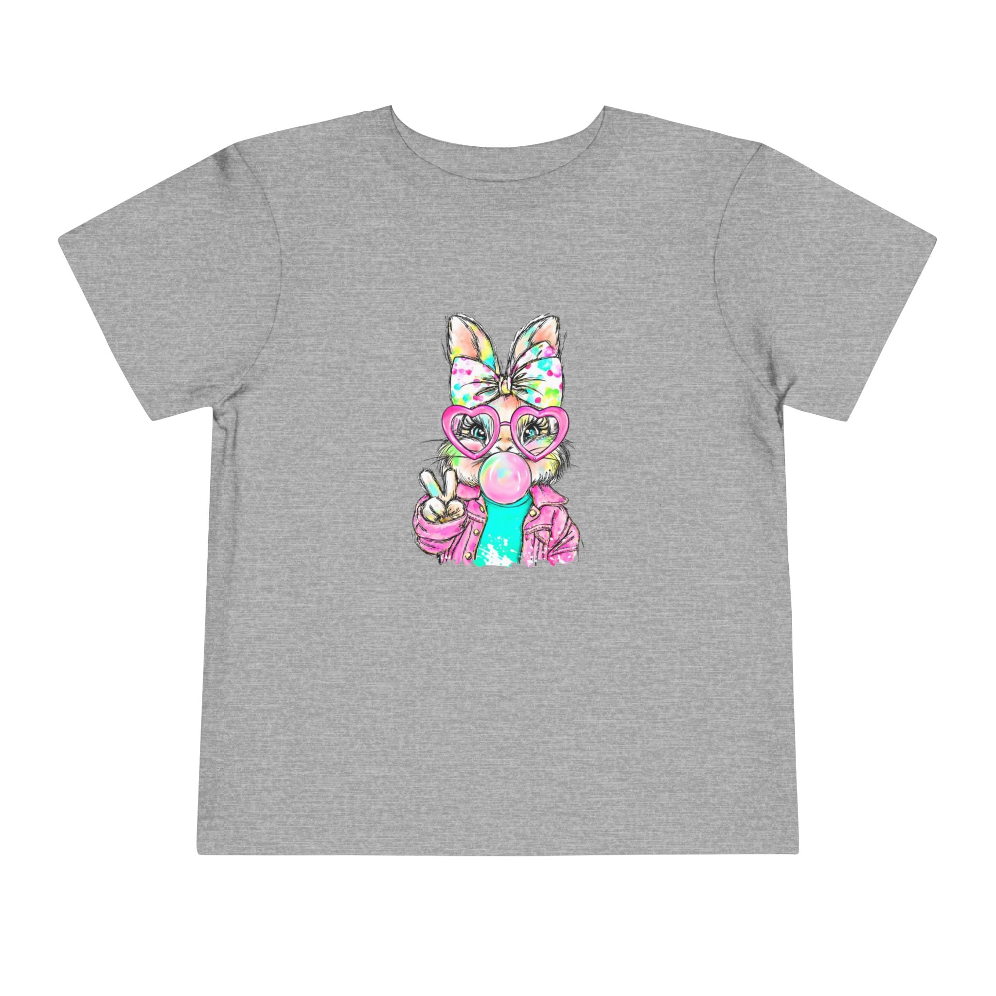 Toddler Tee — Colorful Bunny Bubble Gum Graphic