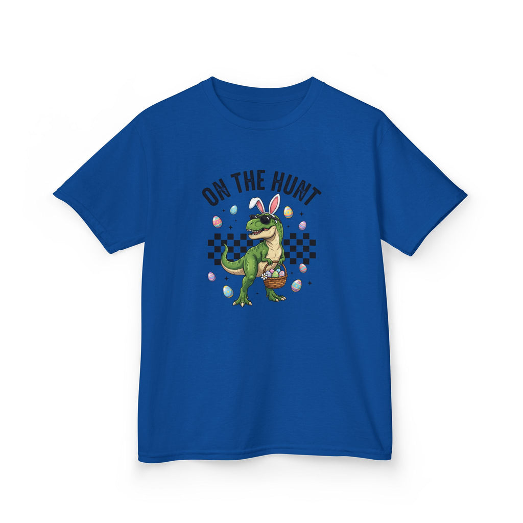 Kids T-Shirt - 'On The Hunt' Easter Dinosaur Egg Hunt Graphic Tee