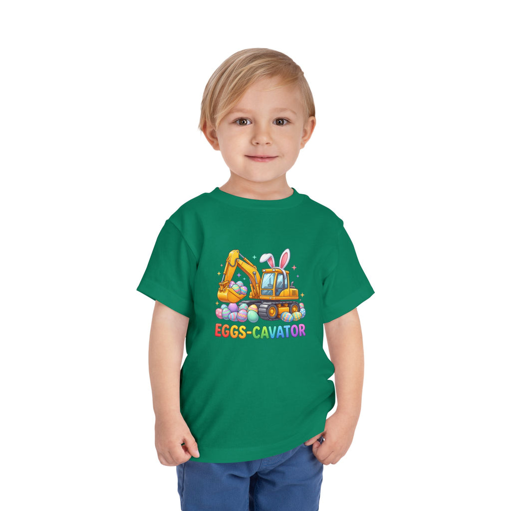 Toddler Tee — 'Eggs-cavator' Bunny Excavator Easter Shirt