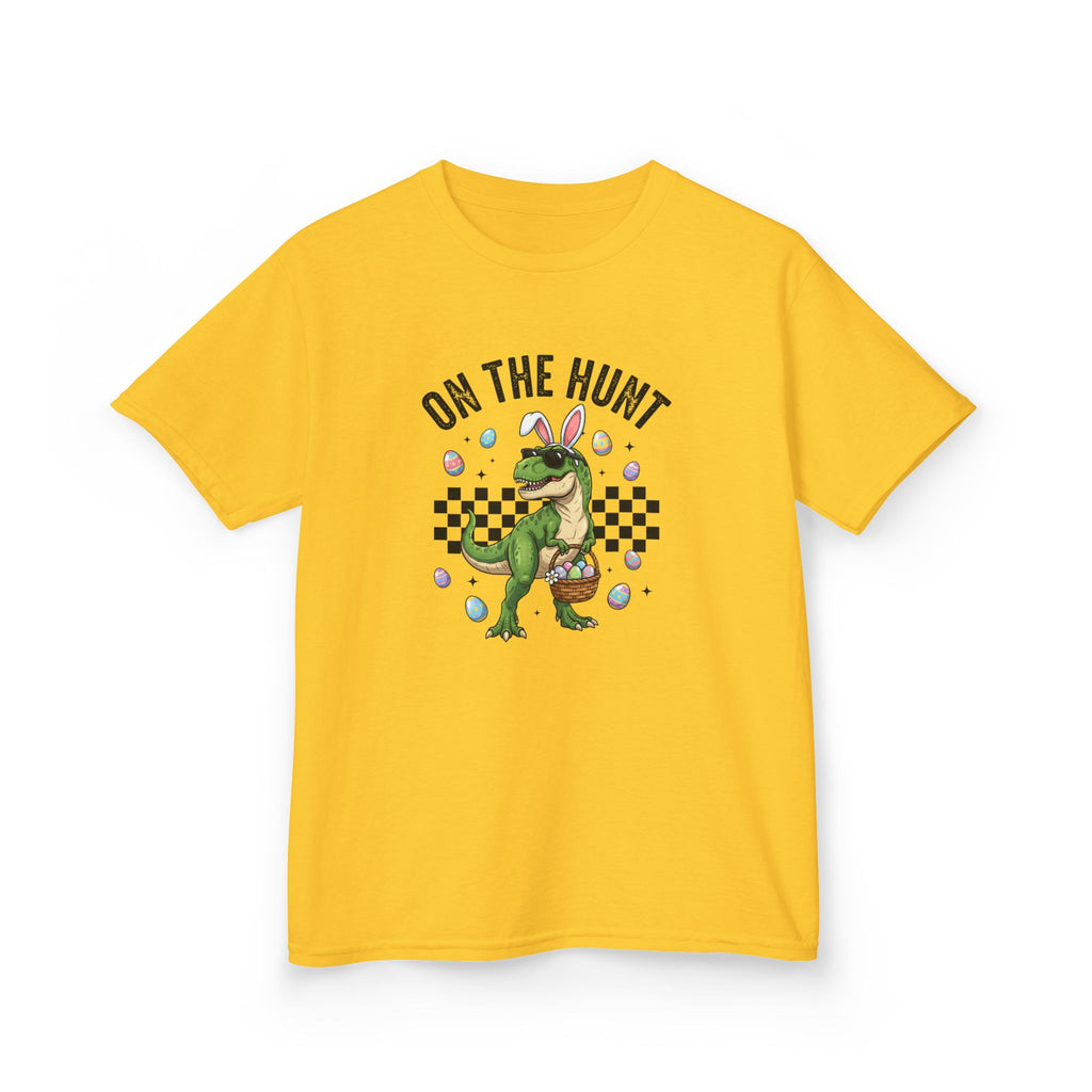 Kids T-Shirt - 'On The Hunt' Easter Dinosaur Egg Hunt Graphic Tee