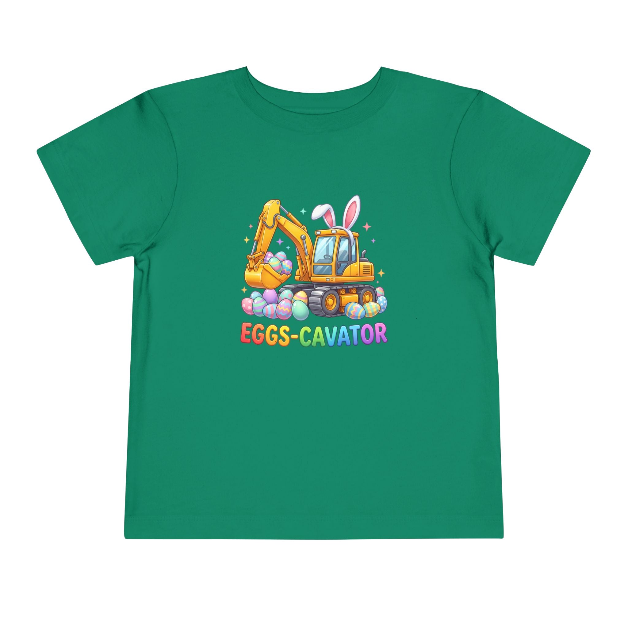 Toddler Tee — 'Eggs-cavator' Bunny Excavator Easter Shirt