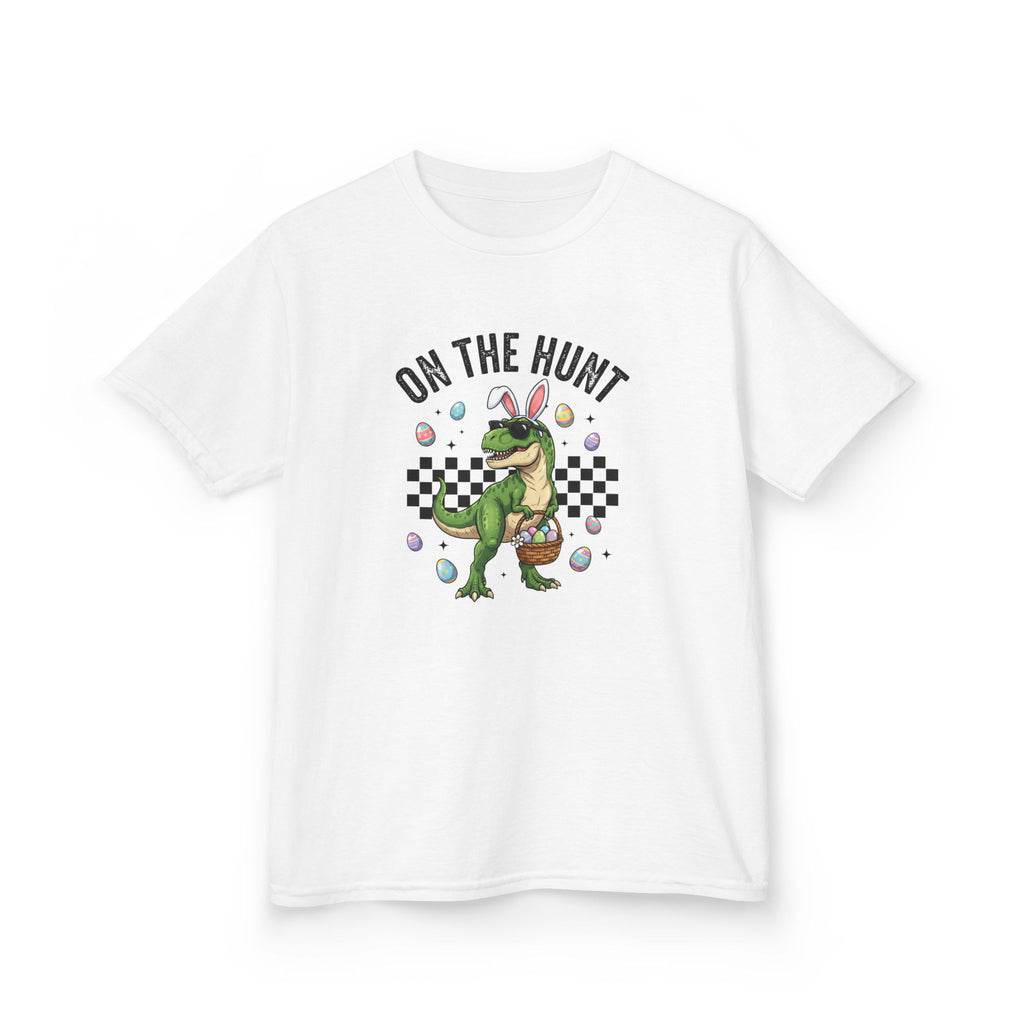 Kids T-Shirt - 'On The Hunt' Easter Dinosaur Egg Hunt Graphic Tee