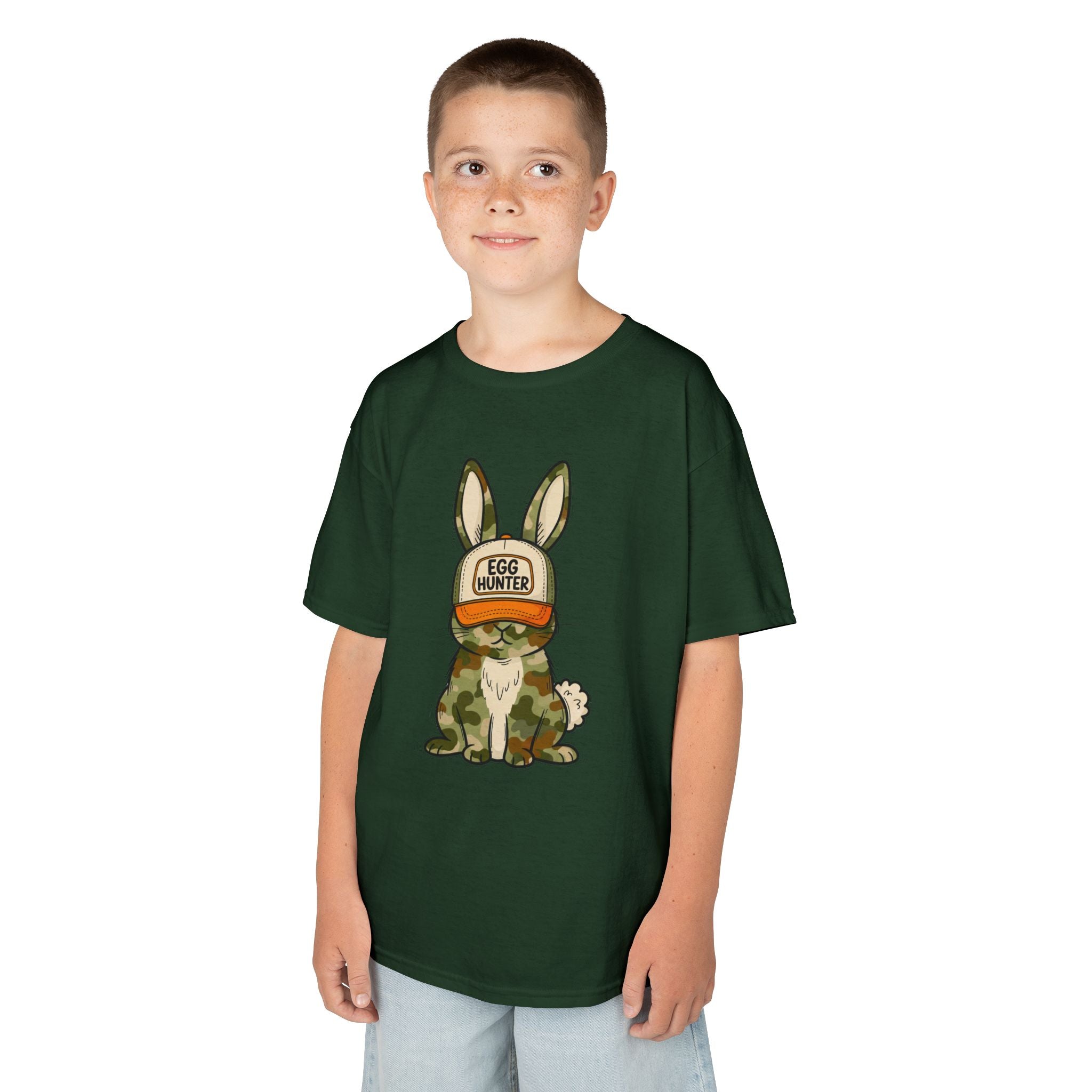 Kids Tee — Cute Bunny 'Egg Hunter' Graphic Shirt for Easter