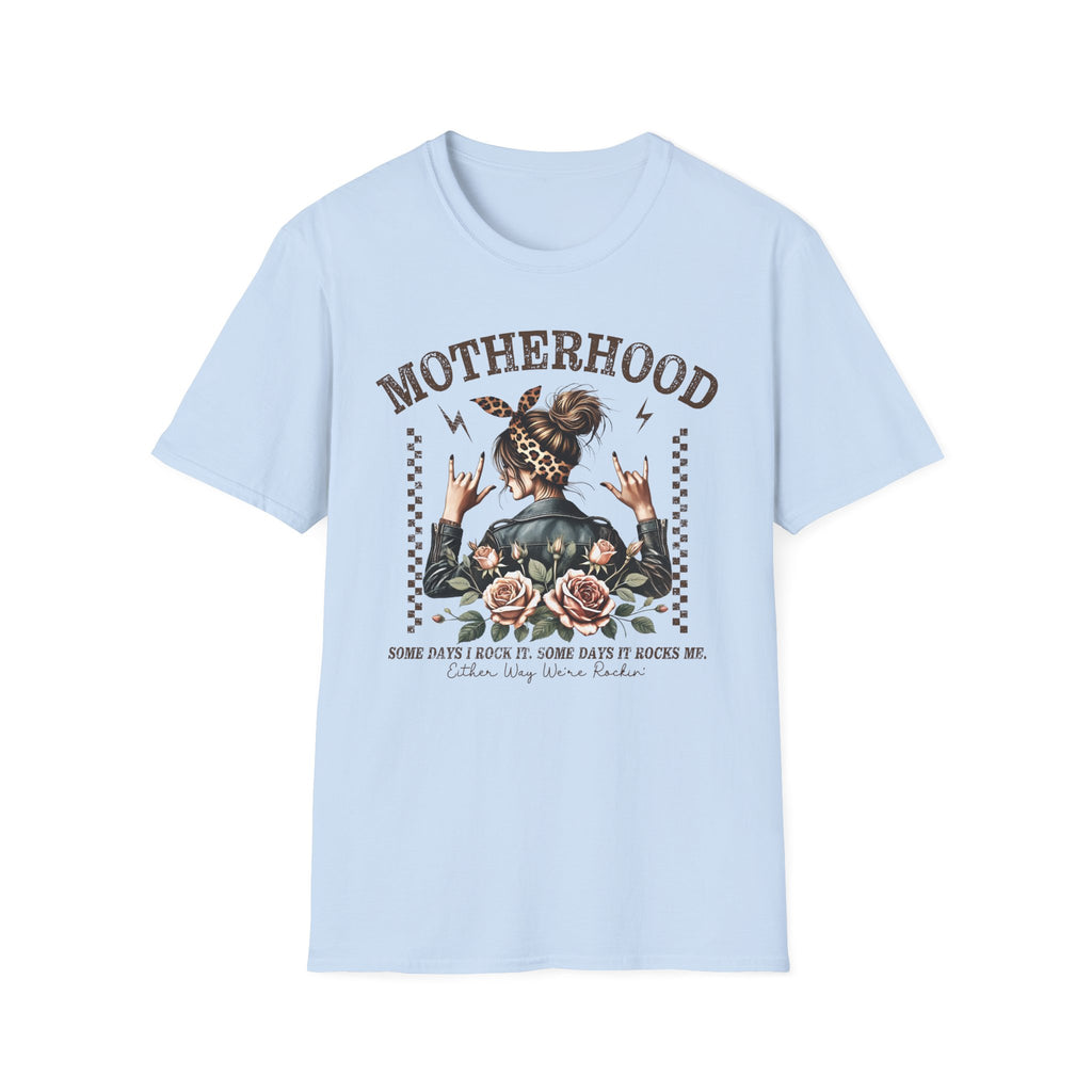 Motherhood Graphic T-Shirt — 'Motherhood' Floral Rocker Mom Tee