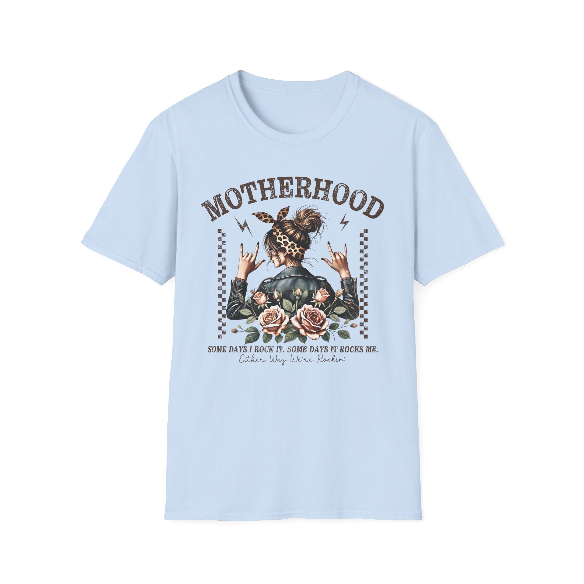 Motherhood Graphic T-Shirt — 'Motherhood' Floral Rocker Mom Tee