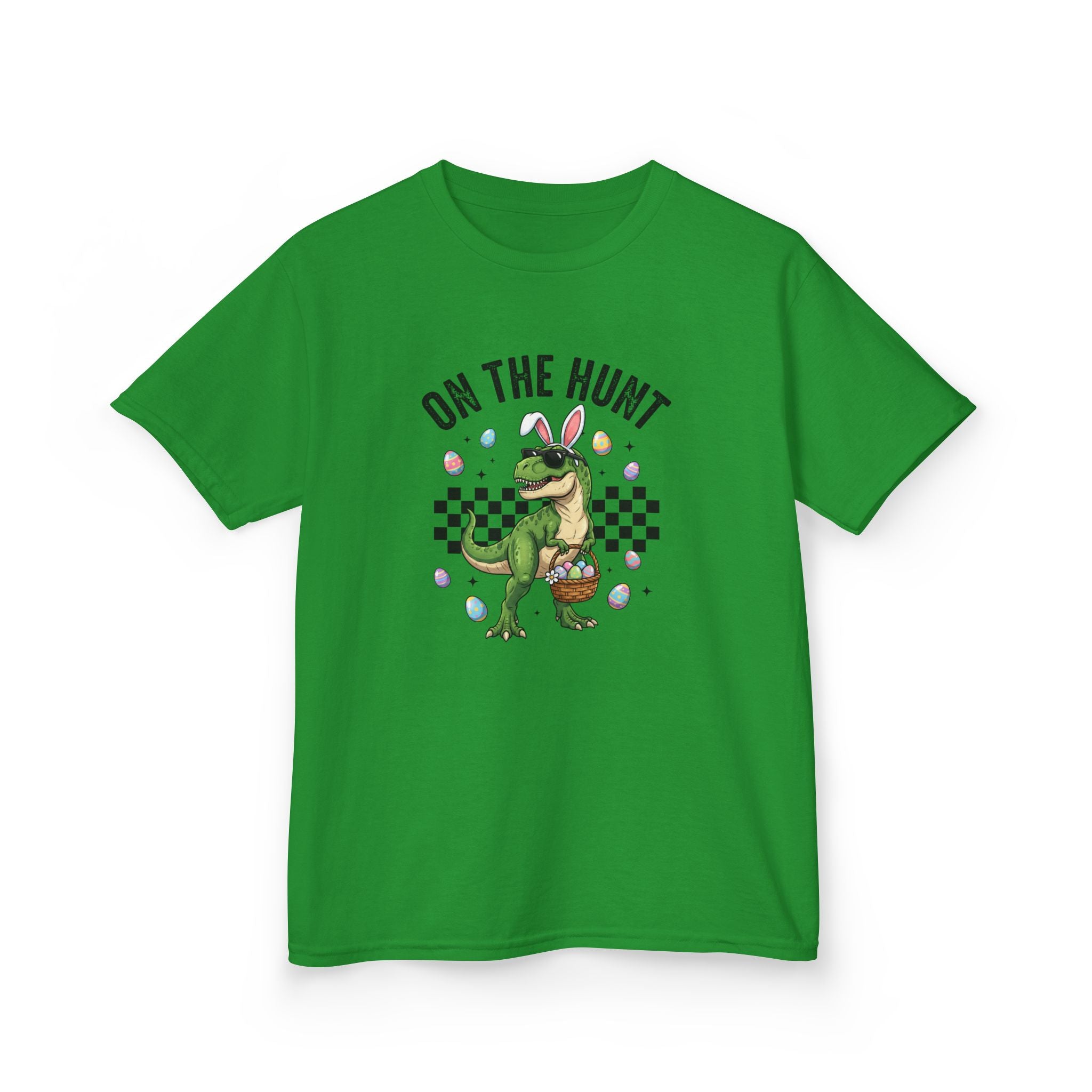 Kids T-Shirt - 'On The Hunt' Easter Dinosaur Egg Hunt Graphic Tee