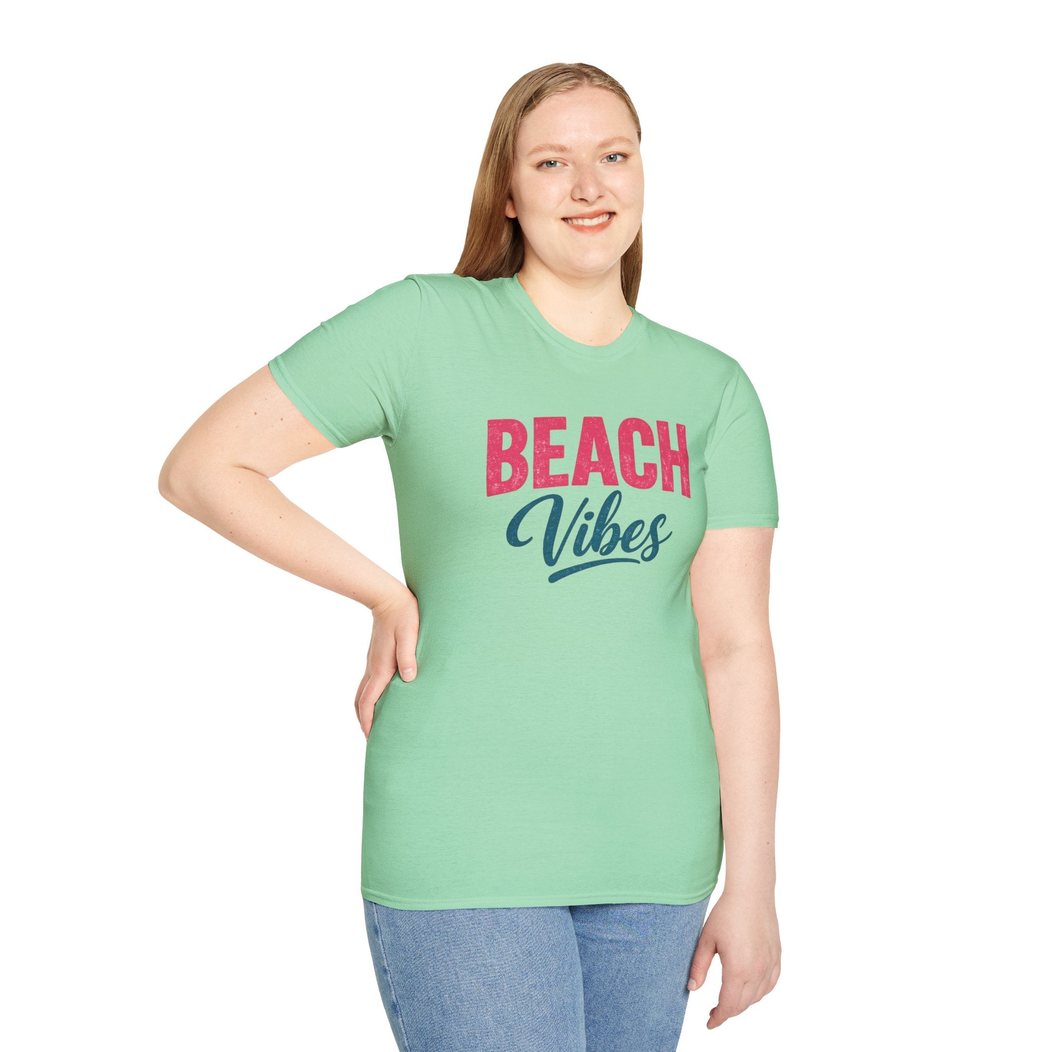 Beach Vibes T-Shirt — Casual Summer Tee with Retro Script