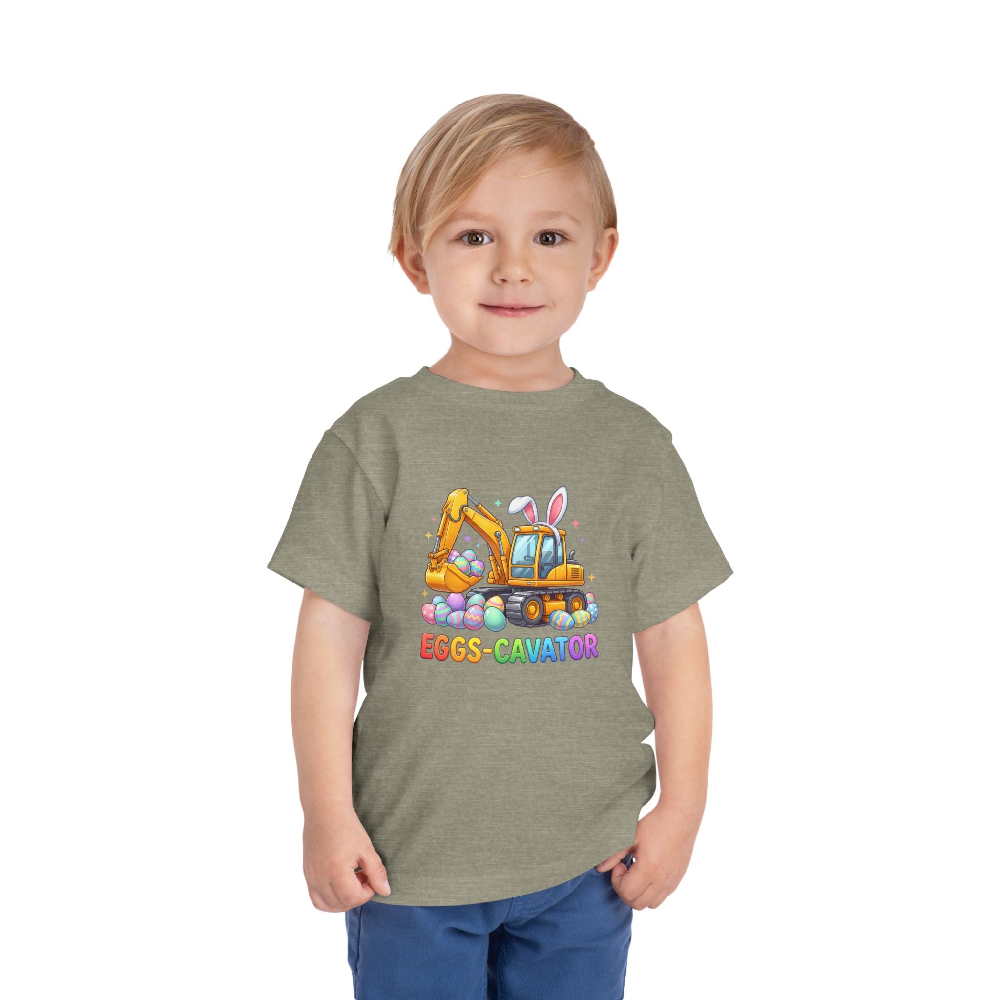 Toddler Tee — 'Eggs-cavator' Bunny Excavator Easter Shirt