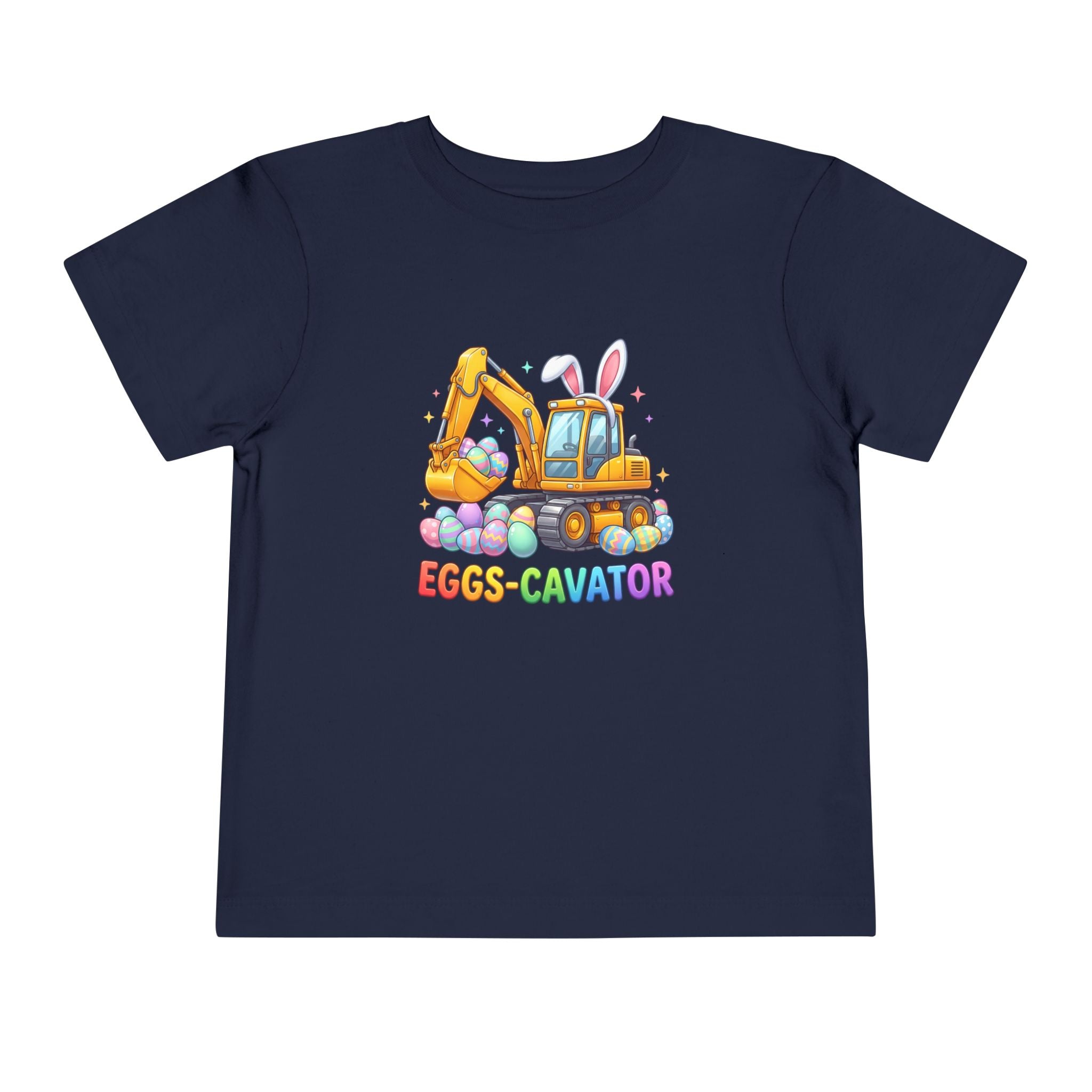 Toddler Tee — 'Eggs-cavator' Bunny Excavator Easter Shirt