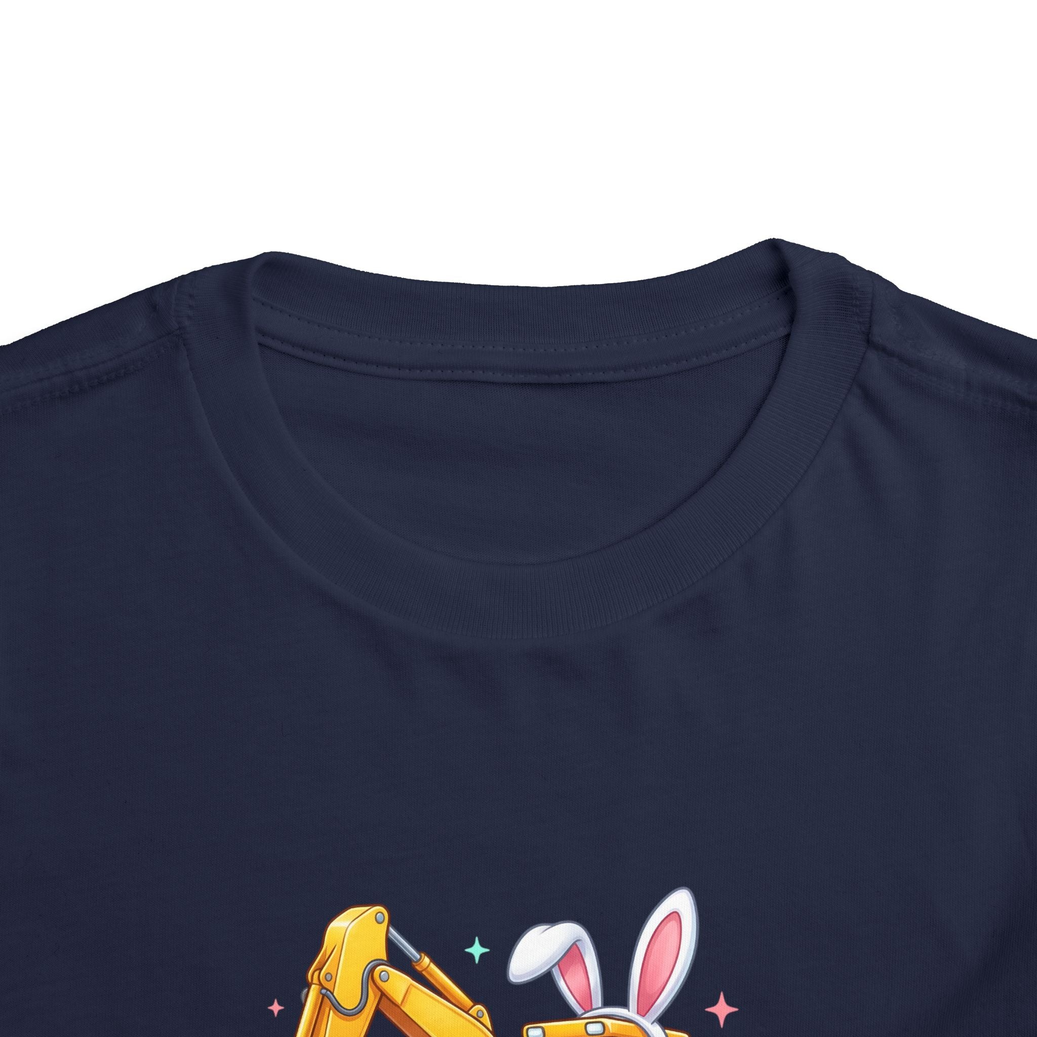 Toddler Tee — 'Eggs-cavator' Bunny Excavator Easter Shirt
