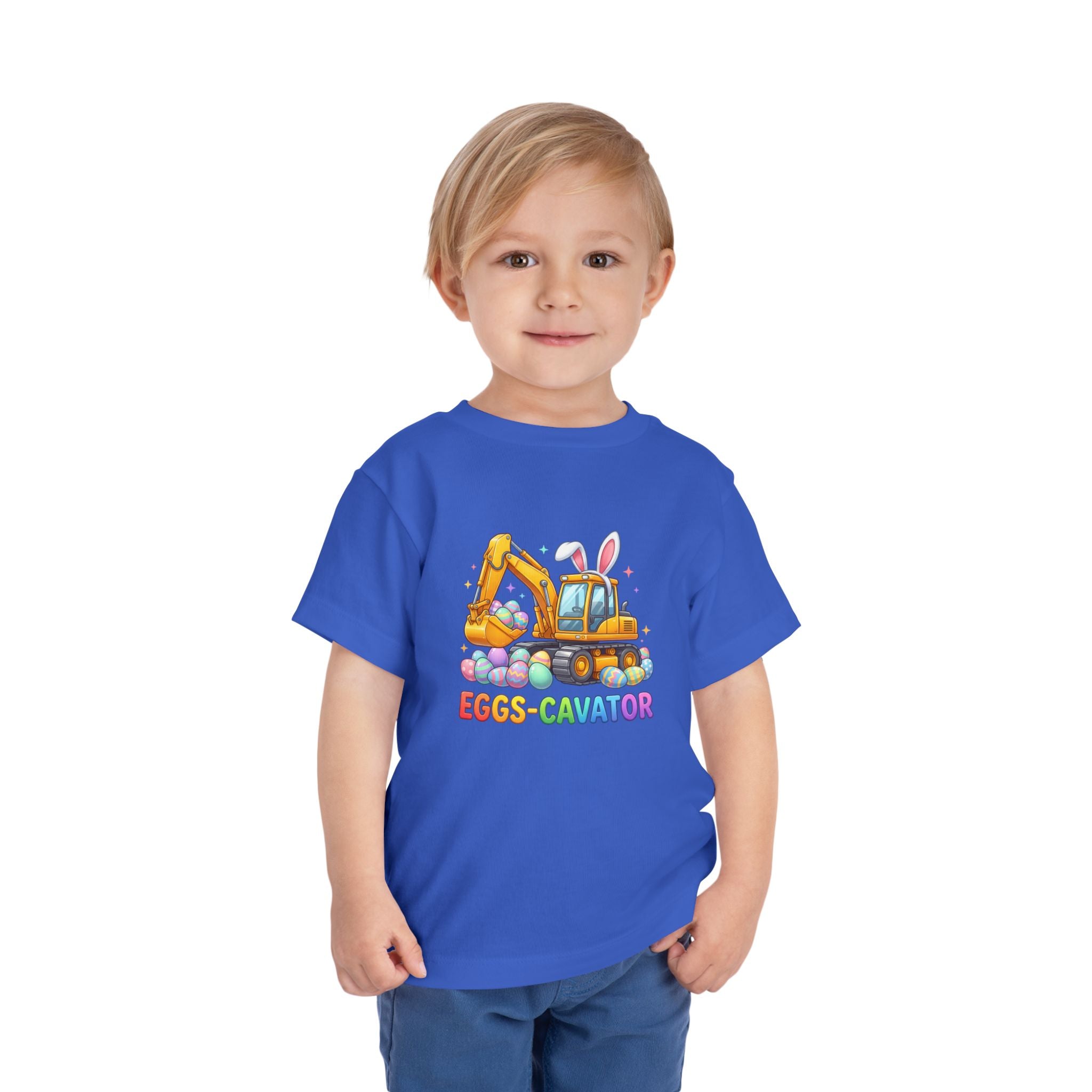 Toddler Tee — 'Eggs-cavator' Bunny Excavator Easter Shirt