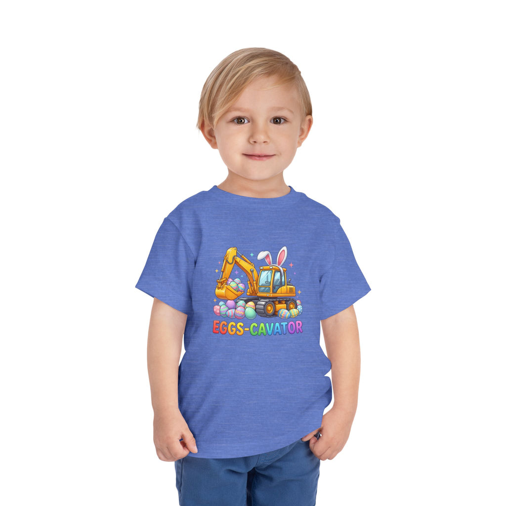 Toddler Tee — 'Eggs-cavator' Bunny Excavator Easter Shirt