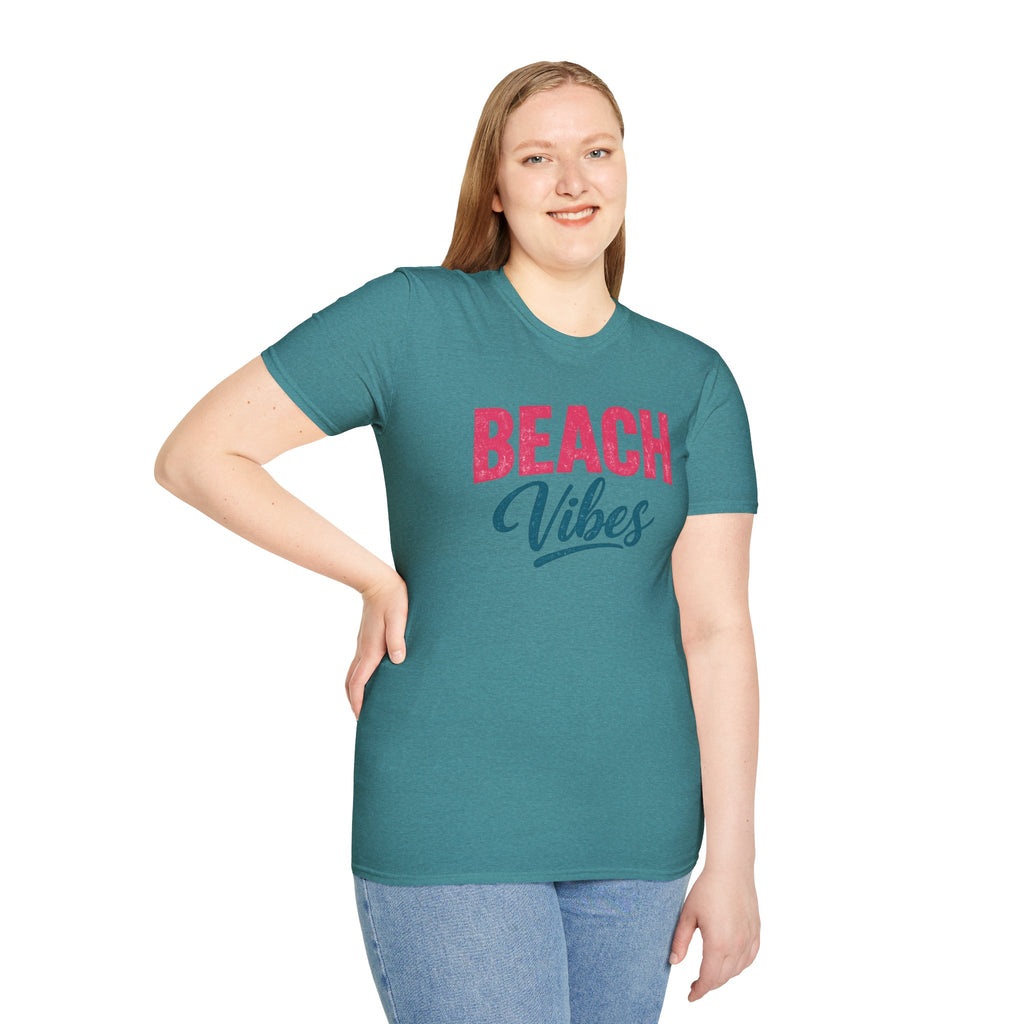 Beach Vibes T-Shirt — Casual Summer Tee with Retro Script