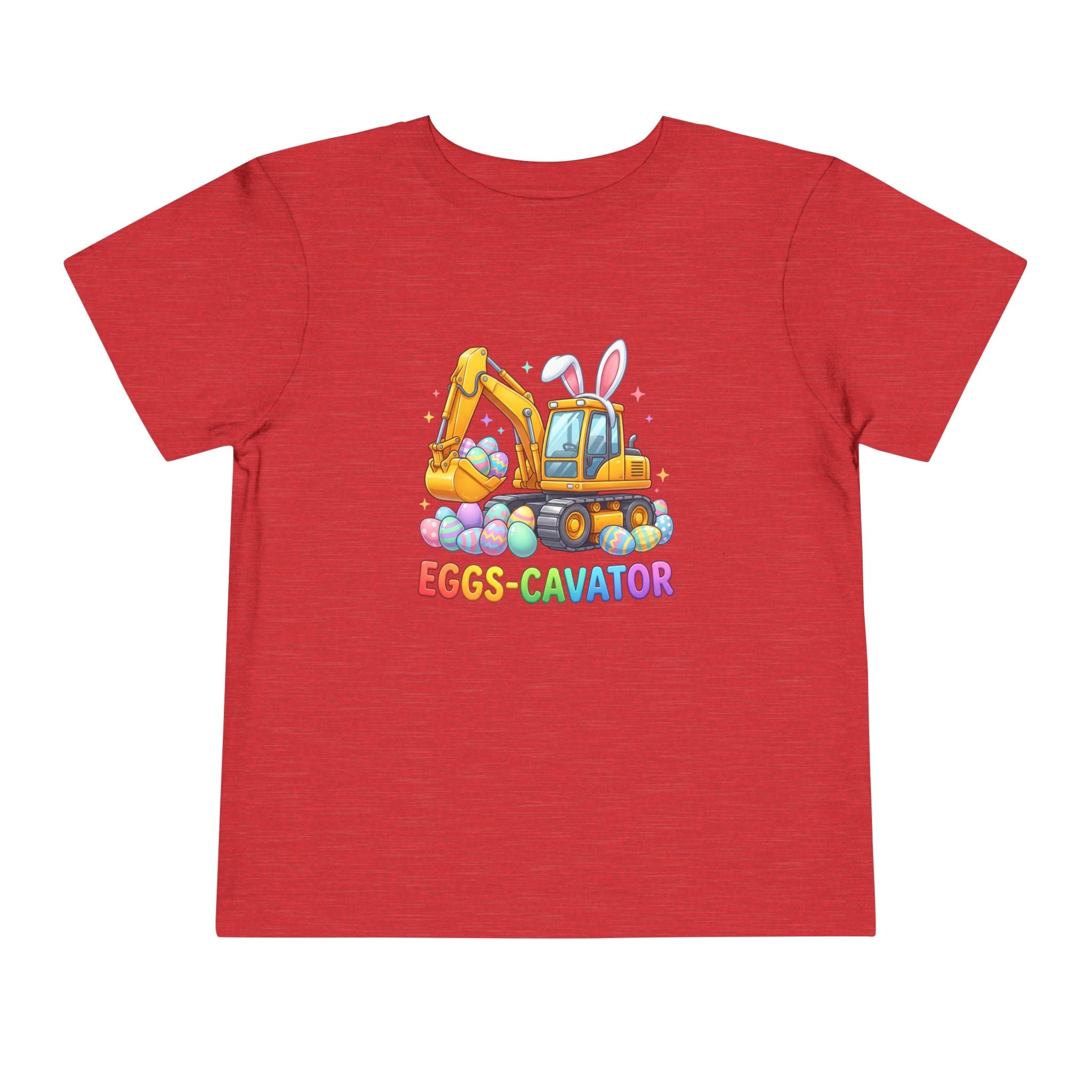 Toddler Tee — 'Eggs-cavator' Bunny Excavator Easter Shirt