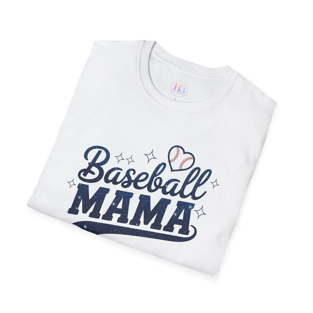 Baseball Mama T-Shirt — Cute Heart Baseball Mom Tee for Game Day