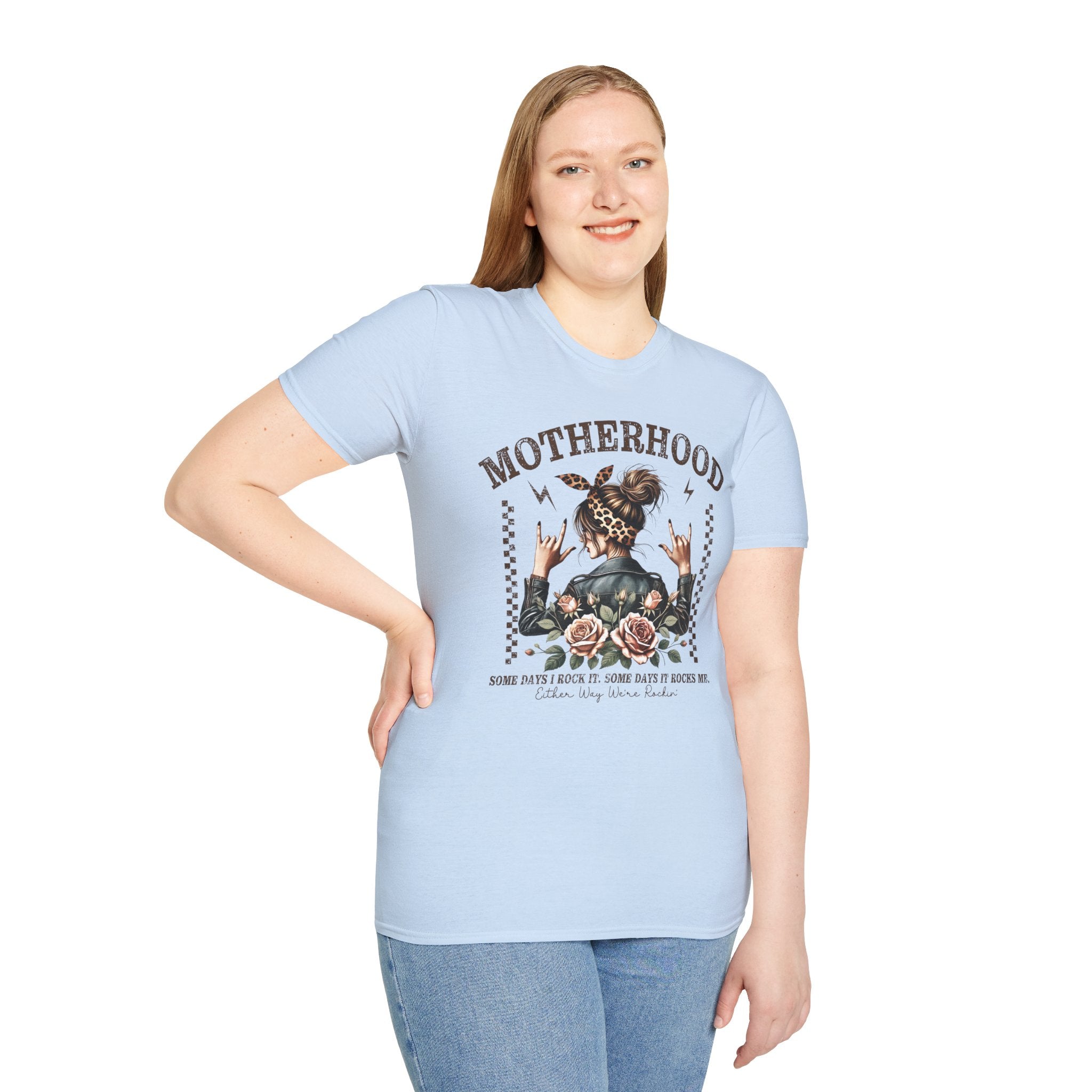 Motherhood Graphic T-Shirt — 'Motherhood' Floral Rocker Mom Tee