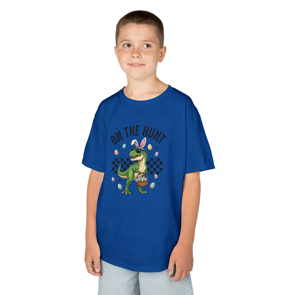 Kids T-Shirt - 'On The Hunt' Easter Dinosaur Egg Hunt Graphic Tee