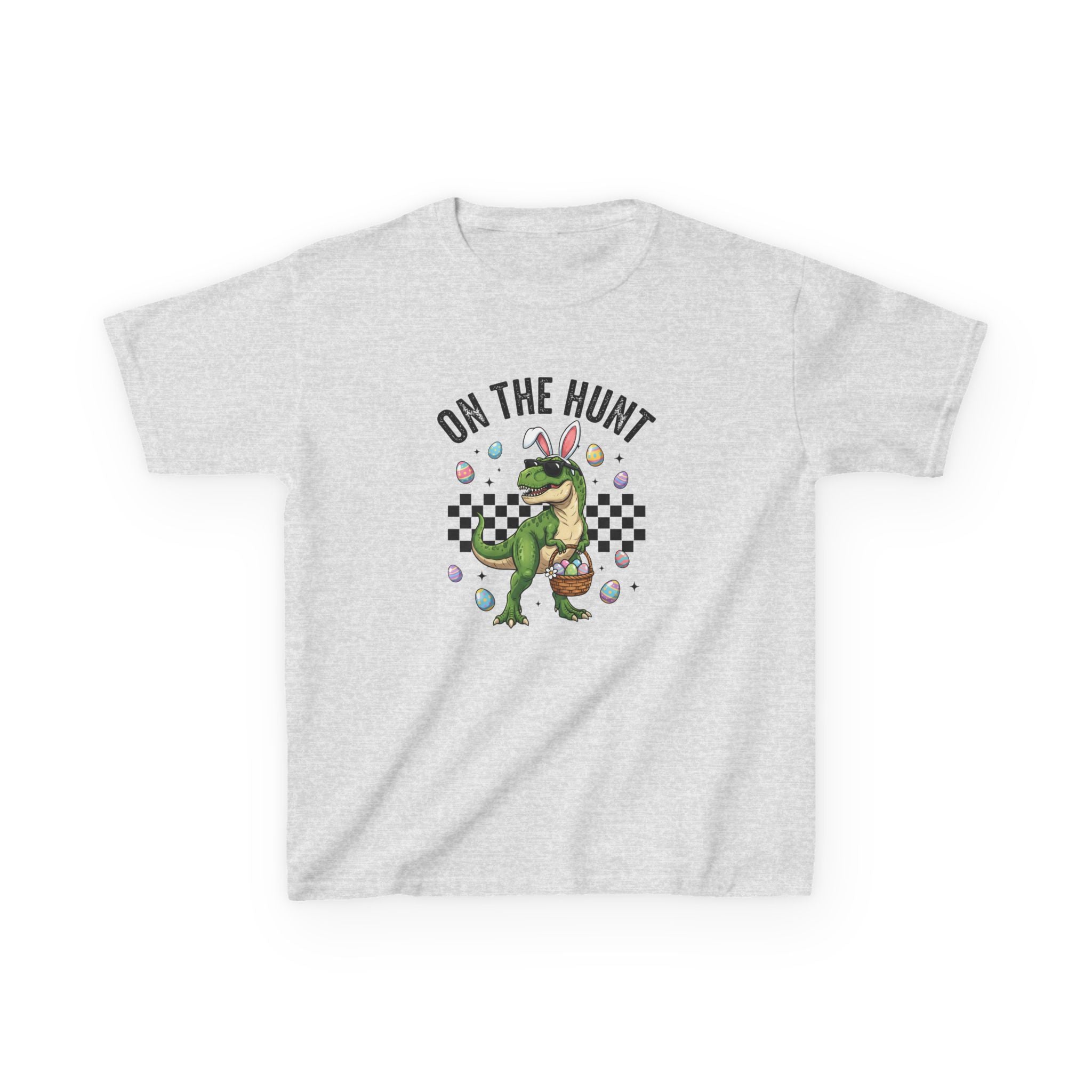 Kids T-Shirt - 'On The Hunt' Easter Dinosaur Egg Hunt Graphic Tee