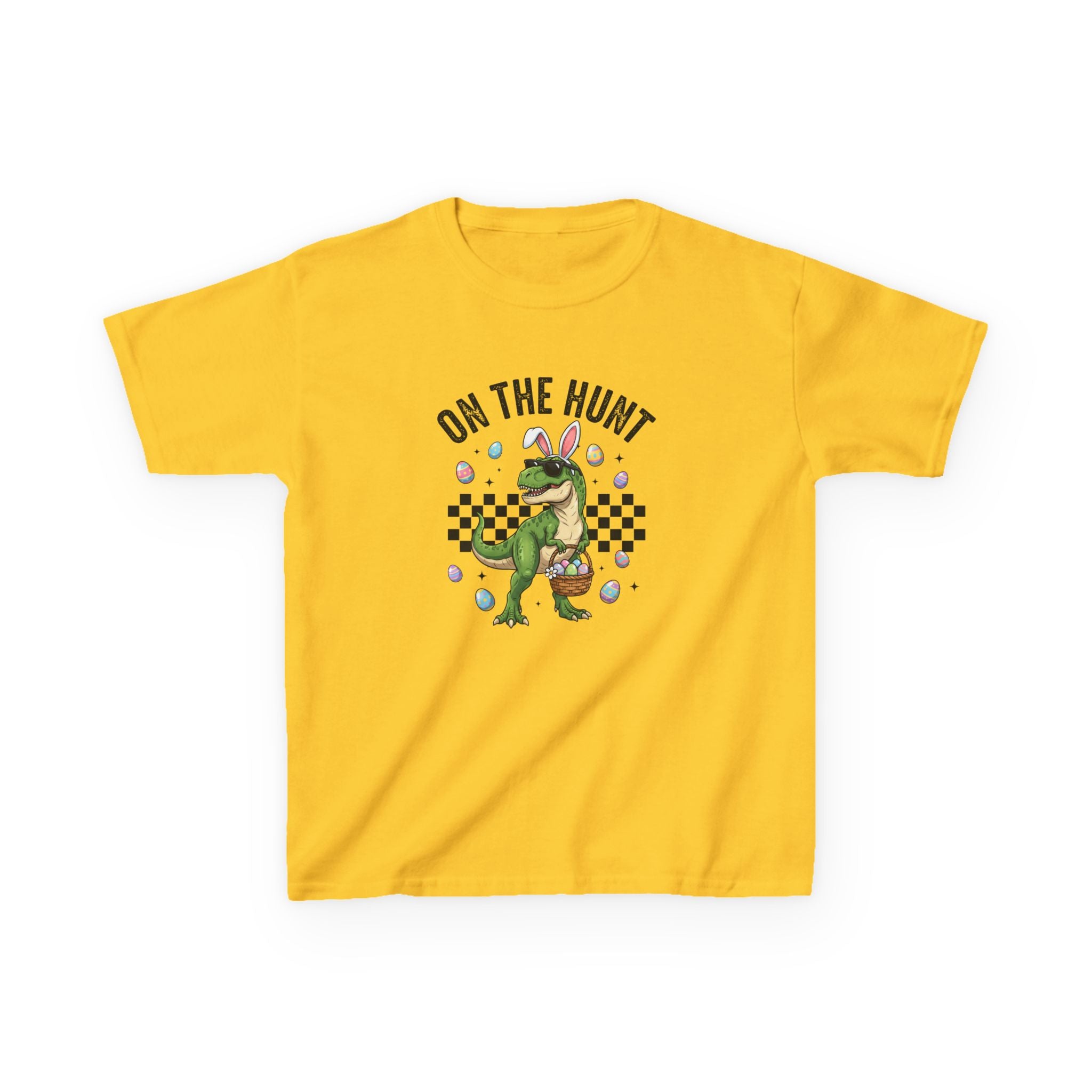 Kids T-Shirt - 'On The Hunt' Easter Dinosaur Egg Hunt Graphic Tee