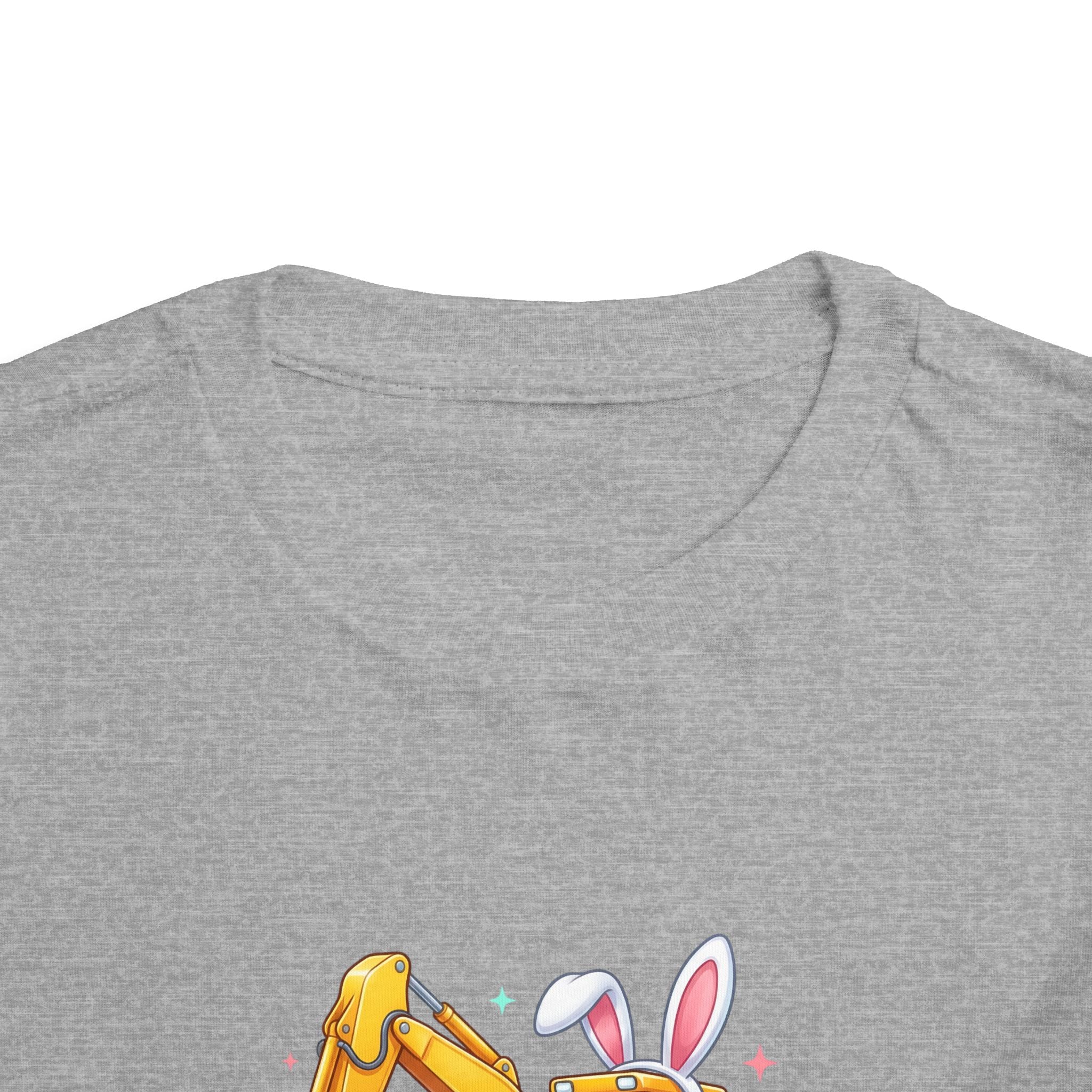 Toddler Tee — 'Eggs-cavator' Bunny Excavator Easter Shirt