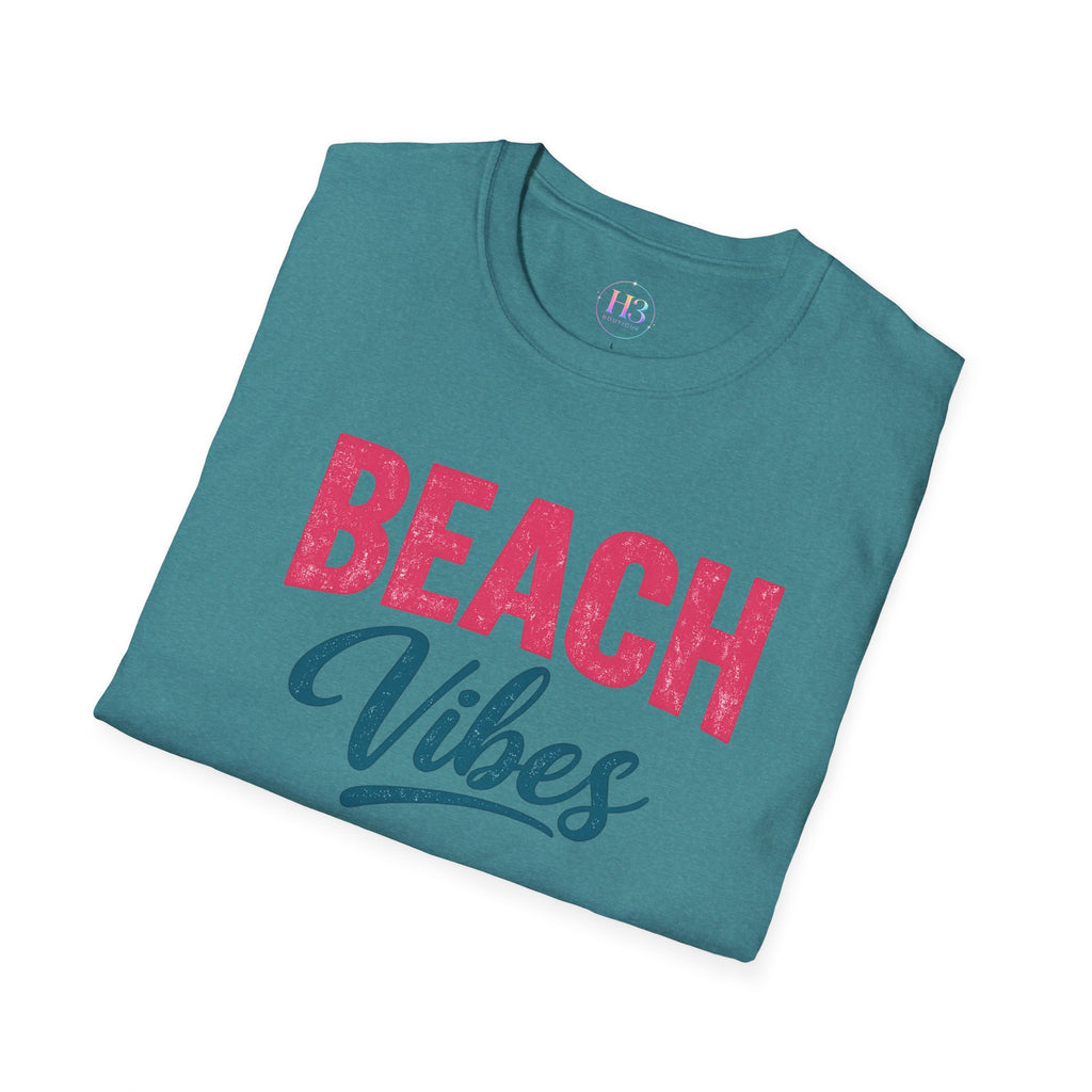 Beach Vibes T-Shirt — Casual Summer Tee with Retro Script