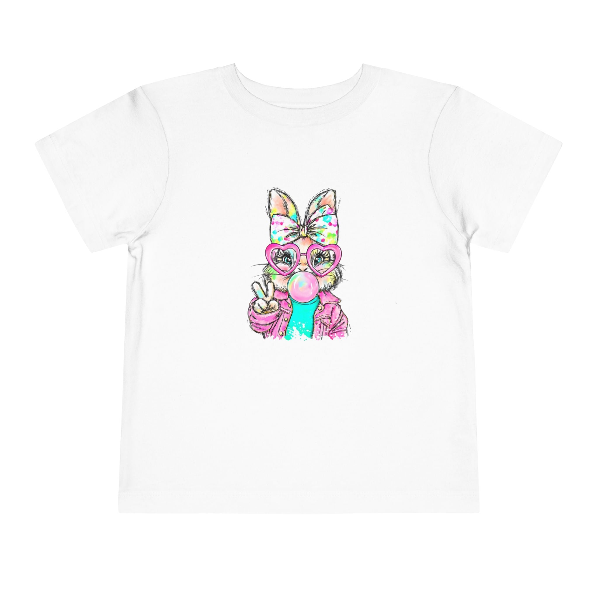 Toddler Tee — Colorful Bunny Bubble Gum Graphic