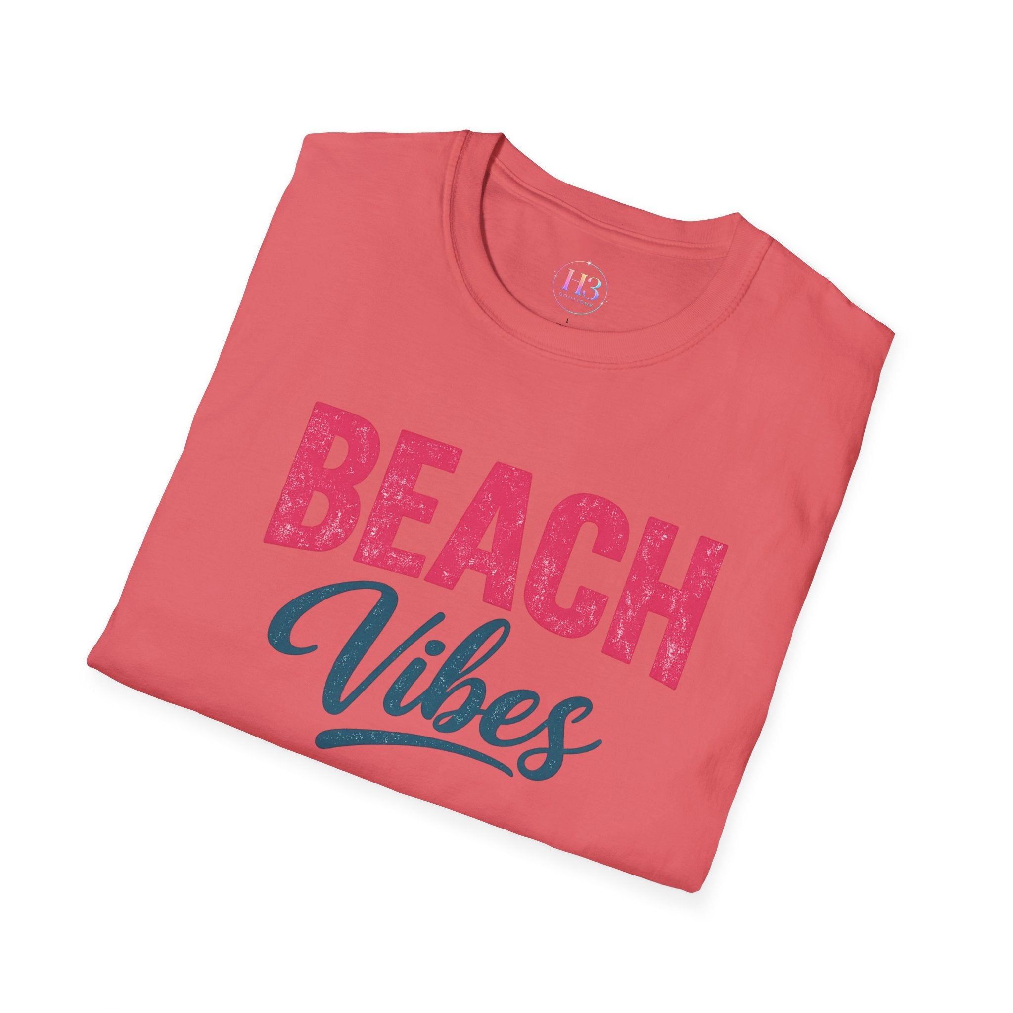 Beach Vibes T-Shirt — Casual Summer Tee with Retro Script