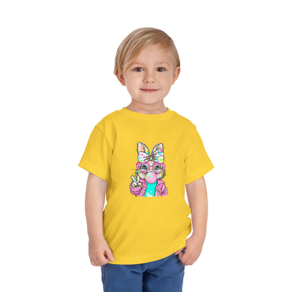 Toddler Tee — Colorful Bunny Bubble Gum Graphic