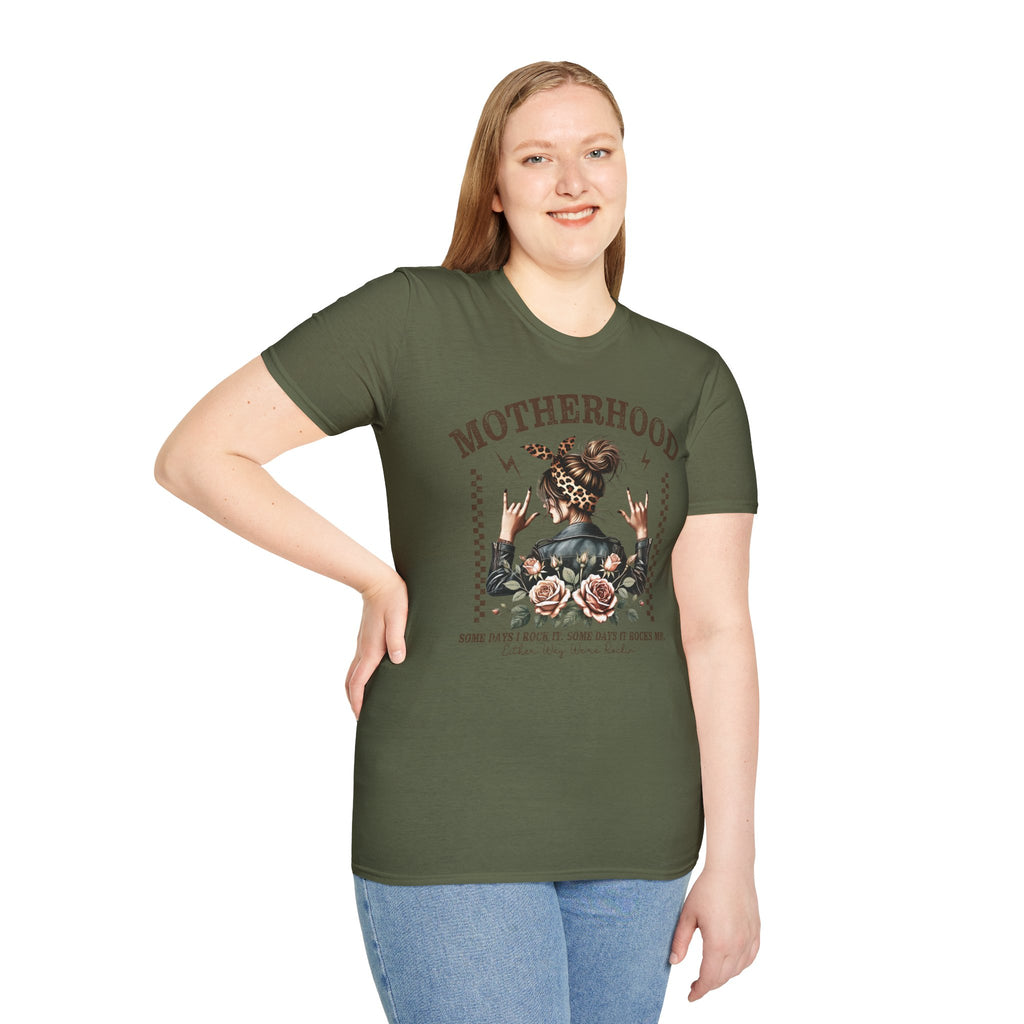 Motherhood Graphic T-Shirt — 'Motherhood' Floral Rocker Mom Tee